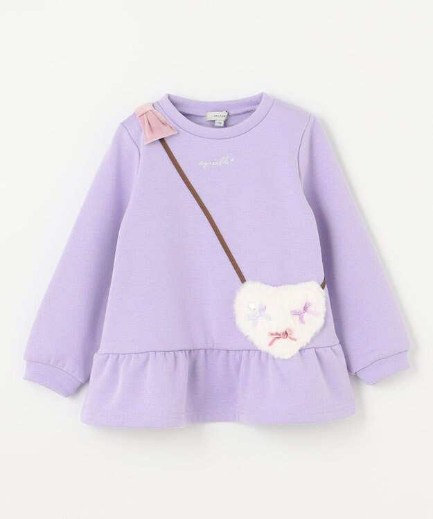 ANY KIDS 裏シャギーポシェットトレーナー ラベンダー×ハート