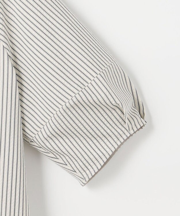 組曲 【先行予約・前後着用可】ソフトサッカーラグランスリーブ ブラウス エクリュ×ネイビーストライプ系1