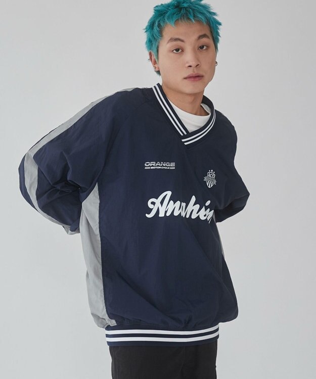 WEGO 【ユニセックス着用ITEM】ナイロングラフィックプルオーバー ネイビー