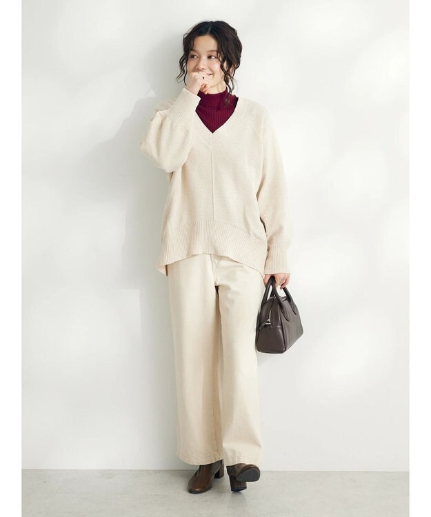 CRAFT STANDARD BOUTIQUE 洗えるコードモールＶネックプルオーバー Ivory