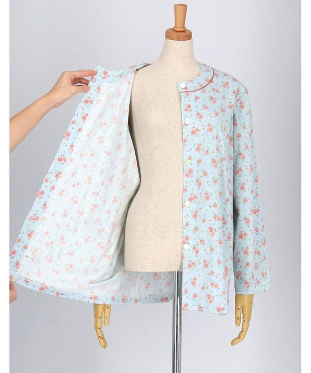 Wing パジャマ 長袖 長ズボン 綿100%(本体) レディース EP6008 ウイング／ワコール サックス