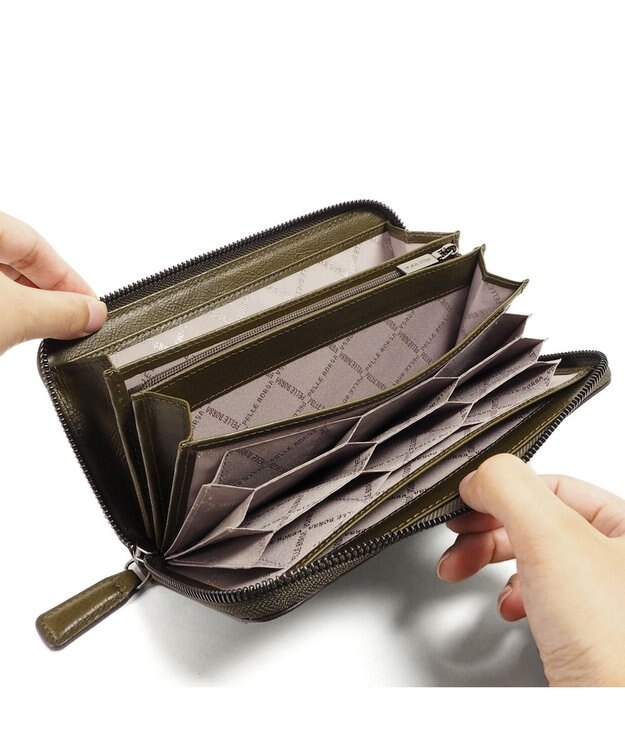 PELLE BORSA ハニカムラウンド長財布 Bark Goods バークグッズ 4832 カーキ