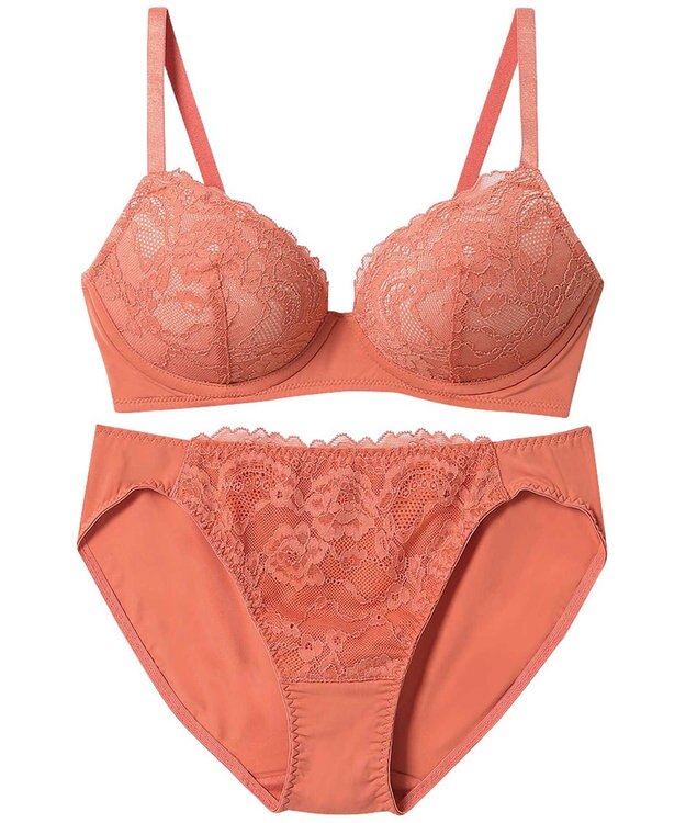 AMPHI ノンワイヤーブラ ショーツセット モールドカップを使用 自然なまるみのあるバストシルエット 【ノンワイヤーブラ＆ショーツセット】 上下セット ブラ BCC234 アンフィ／ワコール レッド