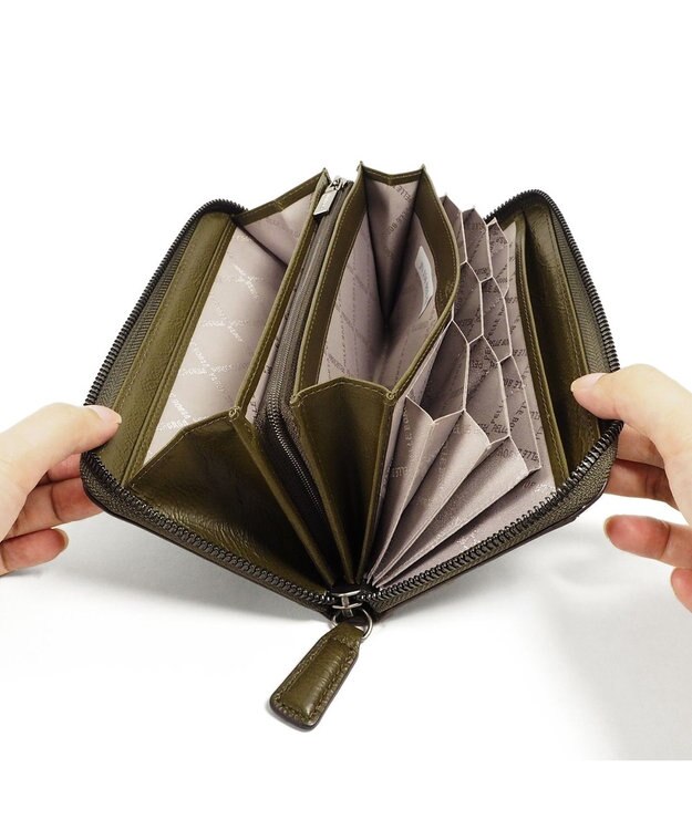 PELLE BORSA ハニカムラウンド長財布 Bark Goods バークグッズ 4832 カーキ