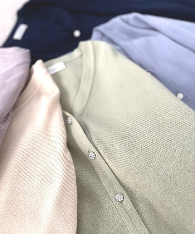 Feroux 【洗える】ビジューボタン2WAY カーディガン ライトグリーン系