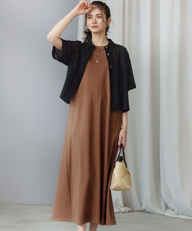 23区 【SLOW/一部店舗限定】ファンクショナル ノースリーブ ワンピース アースブラウン