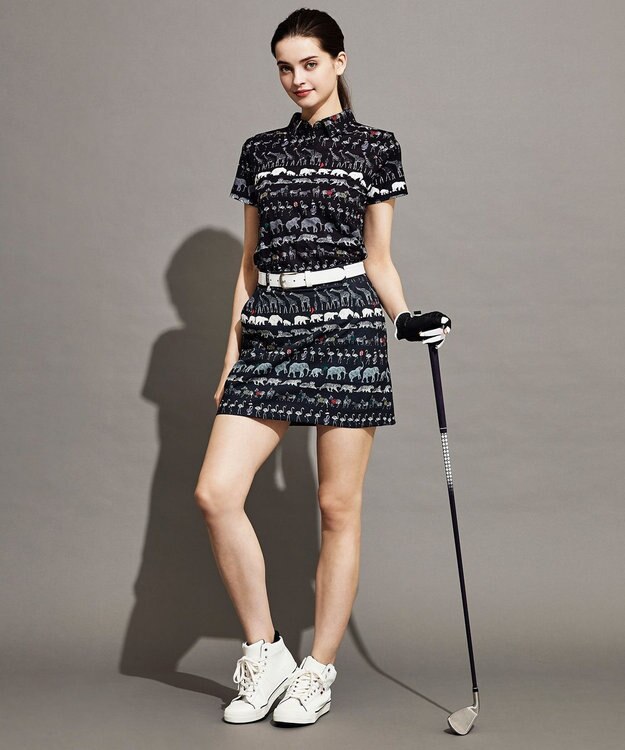 23区GOLF 【WOMEN】【ストレッチ】オリジナルパレード柄 クールメッシュスカート ブラック系5