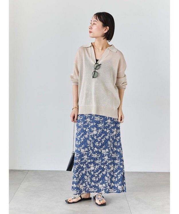 Te chichi 【LIBERTY FABRICS】フレアスカート ネイビー