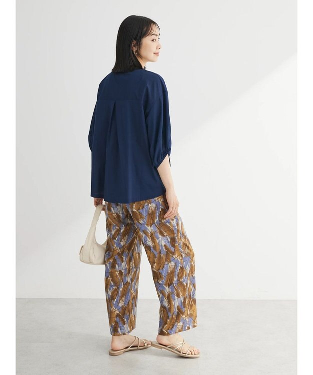 Green Parks ランタンスリーブブラウス Navy