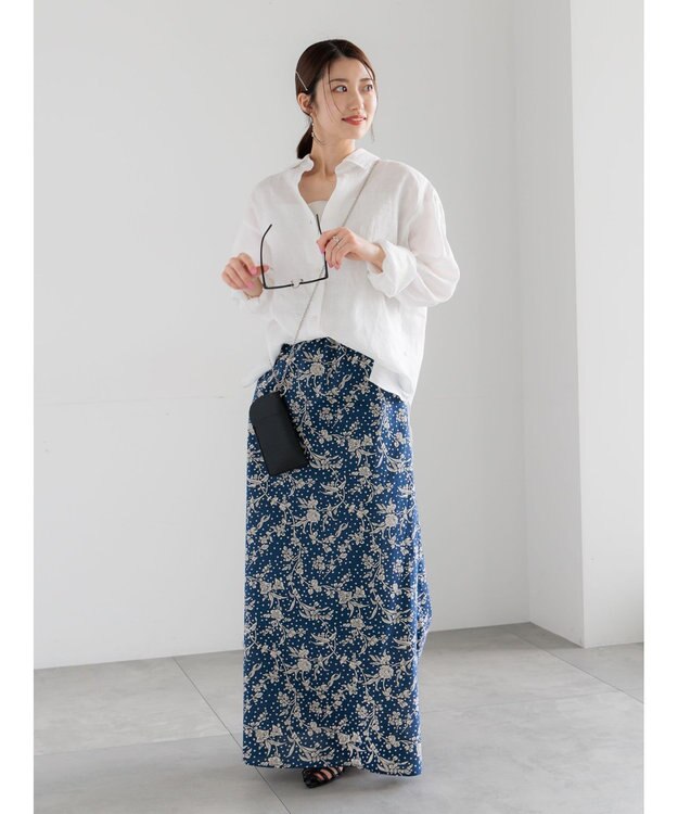 Te chichi 【LIBERTY FABRICS】フレアスカート ネイビー