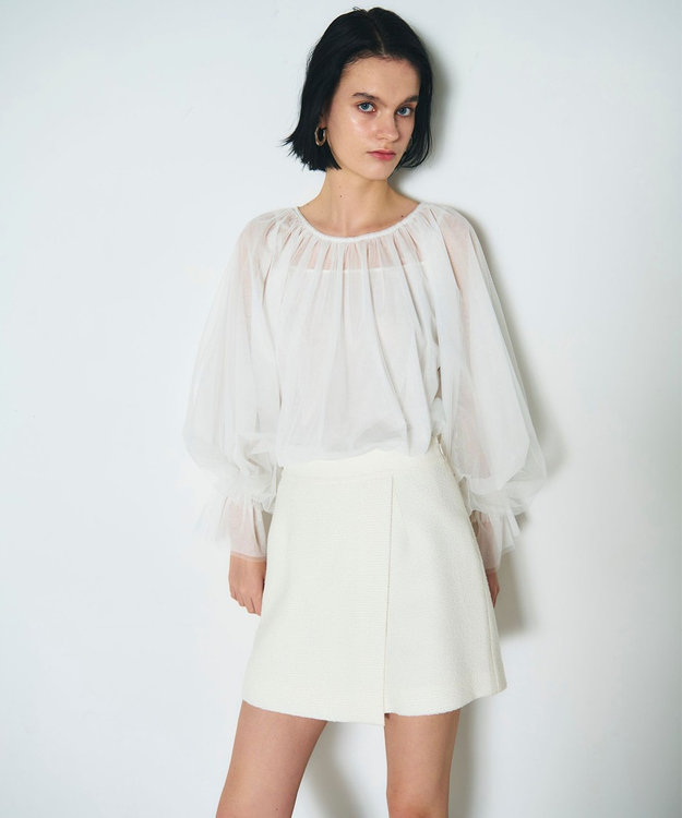 GRACE CONTINENTAL ツイードラップショートパンツ ホワイト