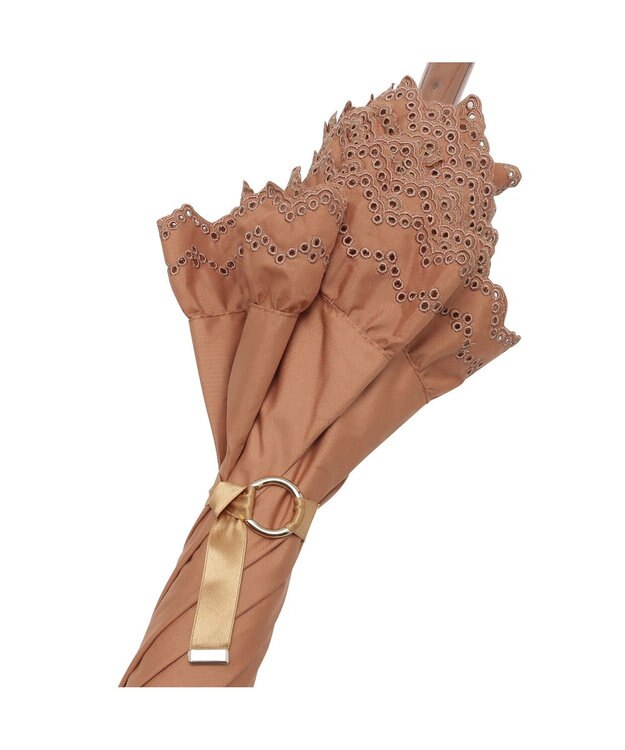 MOONBAT GRACY(グレイシー) 晴雨兼用日傘 長傘 T/C Eyelet lace Frill テラコッタ