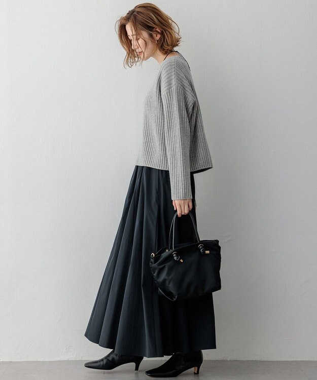 23区 【Oggi2月号掲載/洗える】カシミヤブレンド クロップド ニット ライトグレー系