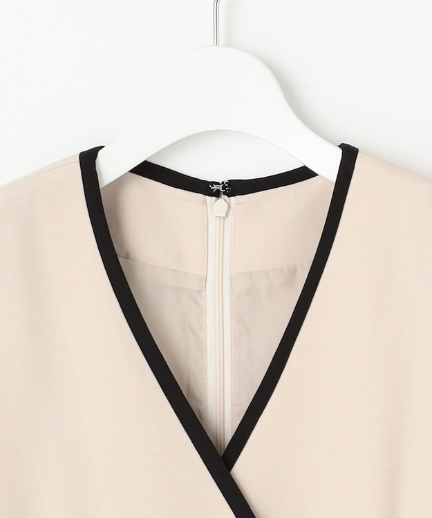 Feroux 【洗える】バイカラートリム ジャンパースカート ベージュ系