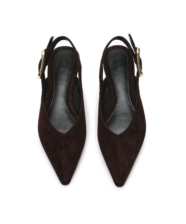 STEVE MADDEN SIANNA Vカットフラットパンプス ブラウン