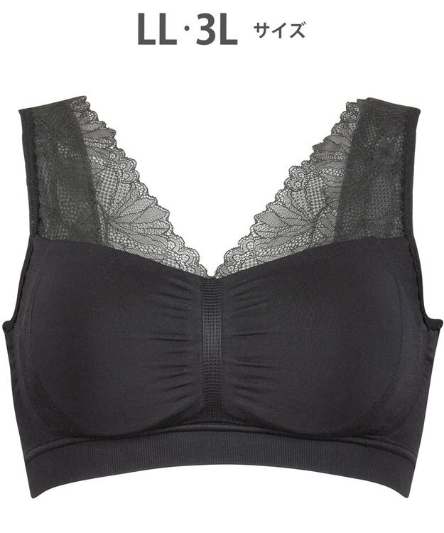 Wing ノンワイヤーブラ　【ナイトアップブラルーム】　寝るとき用ブラ　バストの脇流れを防ぐ　パッド有り　ウイング／ワコール　KB3510 ブラック