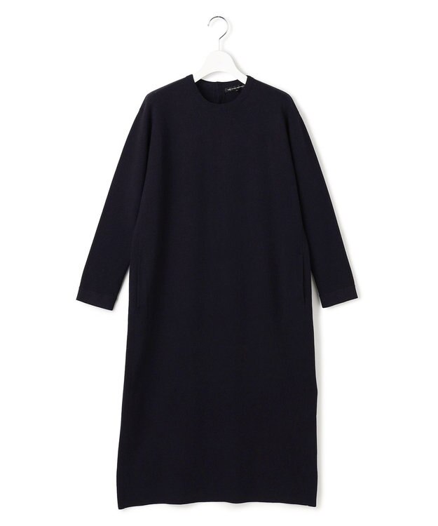 23区 S 【洗える/吊り干しOK】ヴィスコースストレッチ レース襟 ワンピース ネイビー系