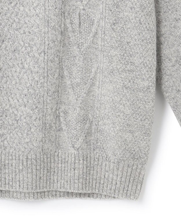 J.PRESS MEN 【Cash Lamb's Wool】ケーブルハーフジップ ニット ライトグレー系