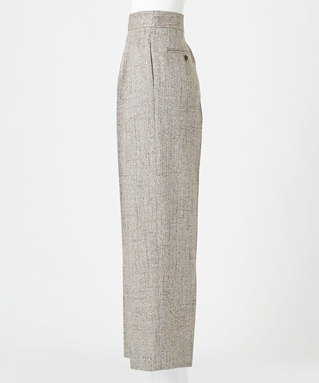 23区 S 【エステータ】リネンミックスツイード ワイドシルエットパンツ キャメル系