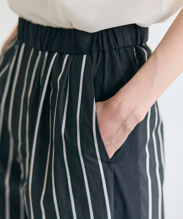 BEIGE， QUARTZ / 側章コンビ ストライプパンツ Black St.