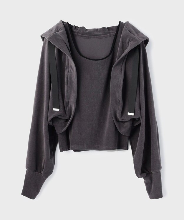 GRACE CONTINENTAL ルーズパーカーsetトップ チャコール