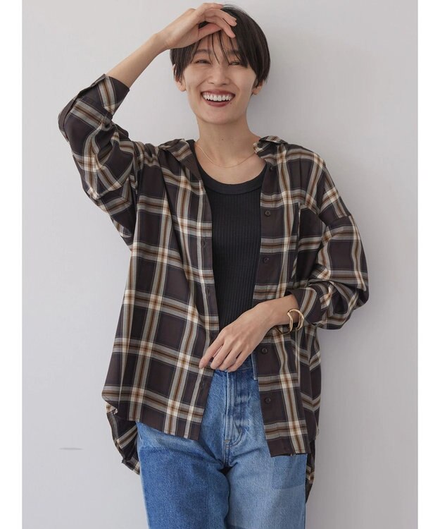 AMERICAN HOLIC イージーケアチェックシャツ Check Brown