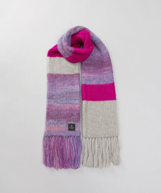 AURORA 【 LANVIN en Bleu （ランバン オン ブルー）】モコモコロングニットマフラー(WASH) ペールパープル