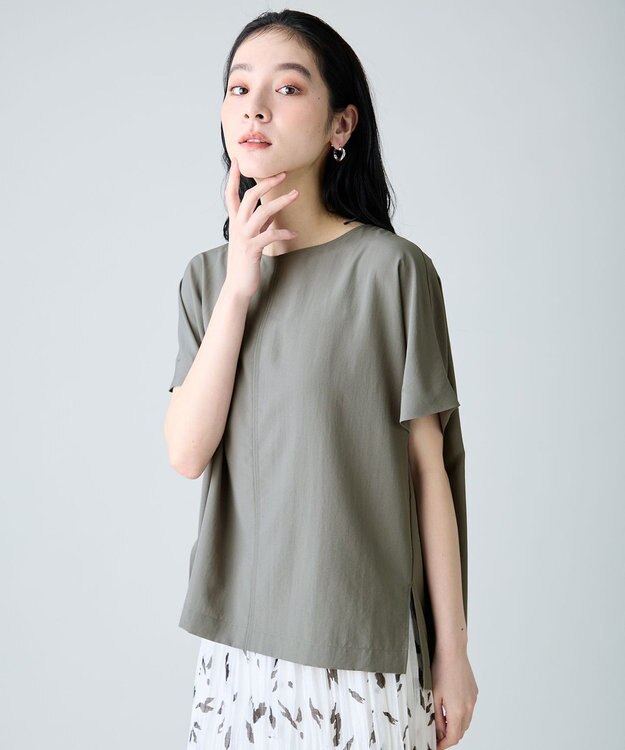 ANY 楽映えドルマンスリーブブラウス（セットアップ着用可） カーキ