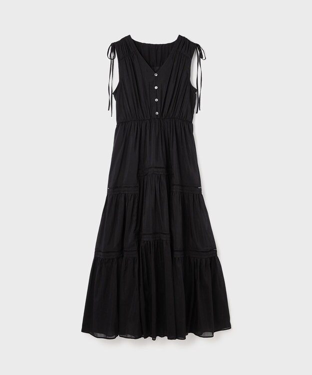 GRACE CONTINENTAL コットンシルクティアードワンピース ブラック