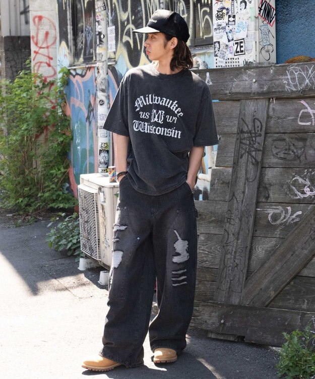 WEGO 【ユニセックス着用ITEM/MLサイズ展開】ブリーチヴィンテージグラフィックT（SS） スミクロ