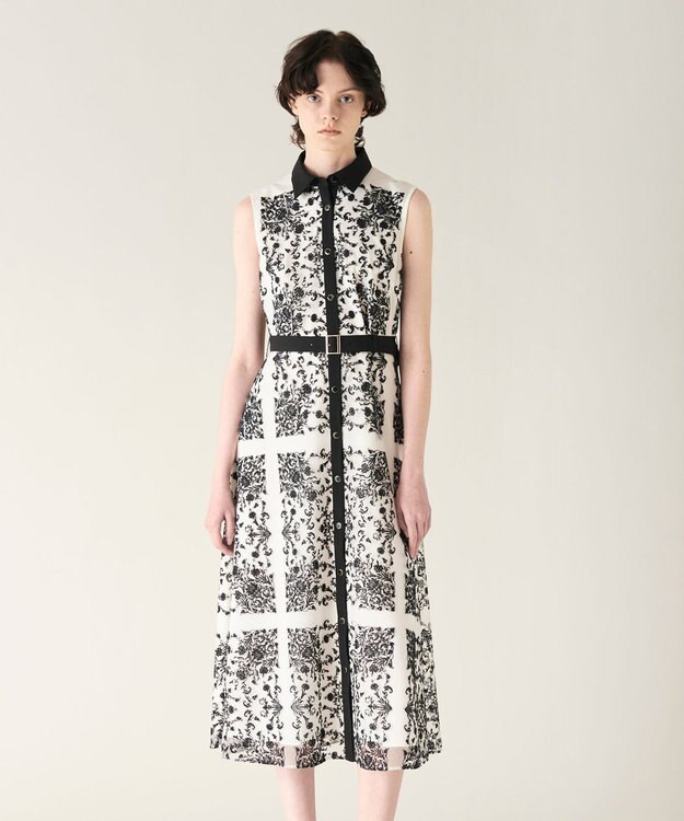 GRACE CONTINENTAL 刺繍フレアドレス キナリ