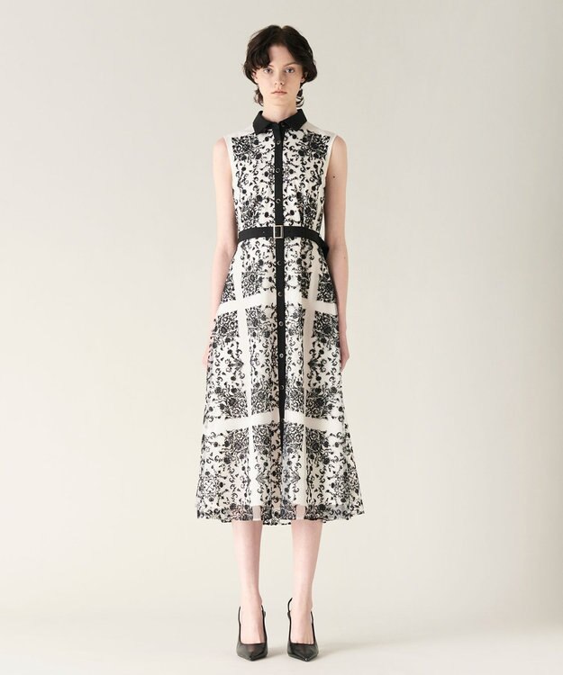 GRACE CONTINENTAL 刺繍フレアドレス キナリ