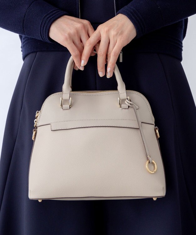 組曲 【ショルダーベルト付き】ボストンハンドバッグ ベージュ系