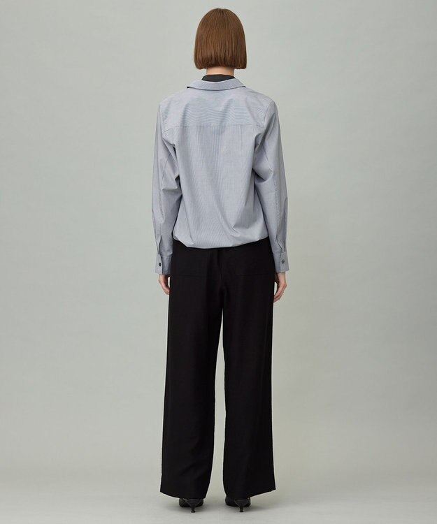 ICB L 【洗える】レイヤードシャーティング ブラックストライプ系