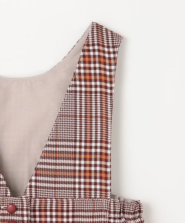 組曲 KIDS 【110-140cm】Chocolat de check ジャンパースカート ワイン×オレンジ系4