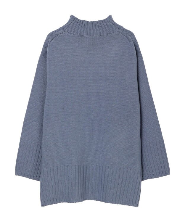earth music&ecology アンチピリングリブハイネックチュニック Blue