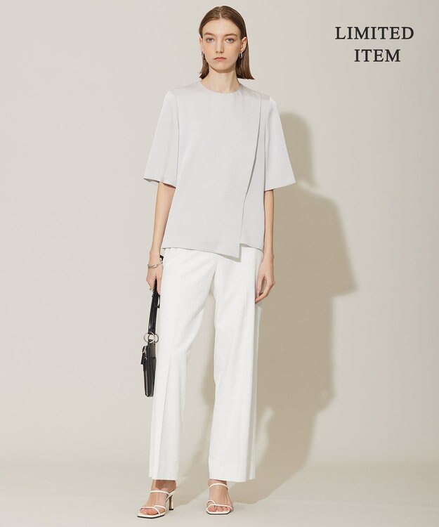 ICB 【WEB限定・洗える】サテンクレープ Tブラウス トープ系