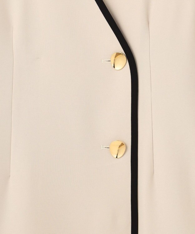 Feroux 【洗える】バイカラートリム ジャンパースカート ベージュ系