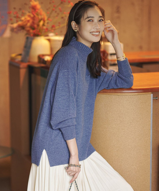 23区 S 【見上愛さんコラボカラー/Oggi掲載】カシミヤブレンド ハイネック ニット [見上愛さんコラボカラー]ブルーグレー系