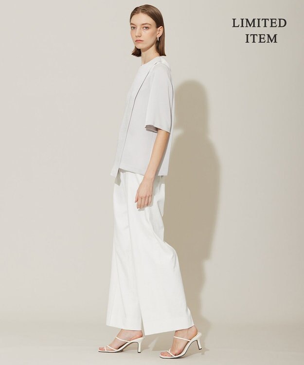 ICB 【WEB限定・洗える】サテンクレープ Tブラウス トープ系