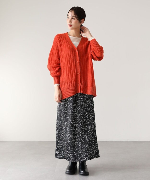 Green Parks すっきり見えシルエットサテンナロースカート Charcoal Gray