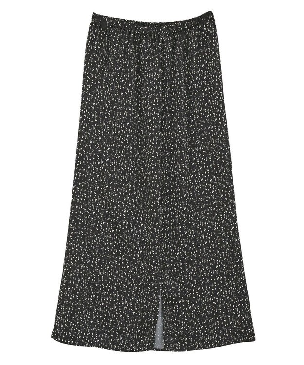 Green Parks すっきり見えシルエットサテンナロースカート Flower Black