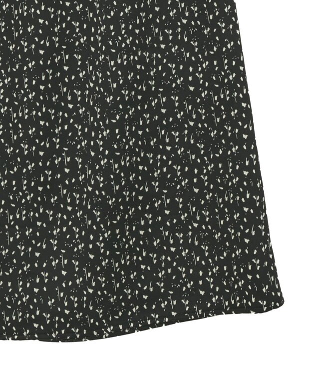 Green Parks すっきり見えシルエットサテンナロースカート Flower Black