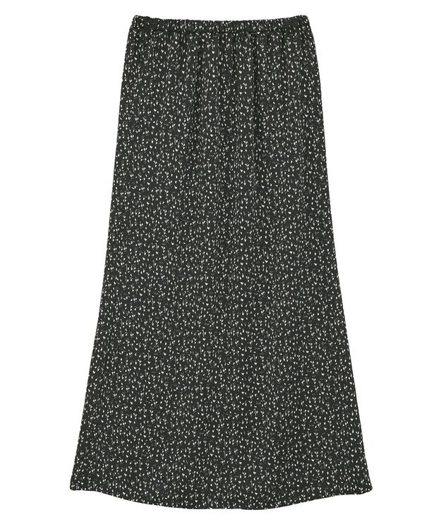 Green Parks すっきり見えシルエットサテンナロースカート Flower Black