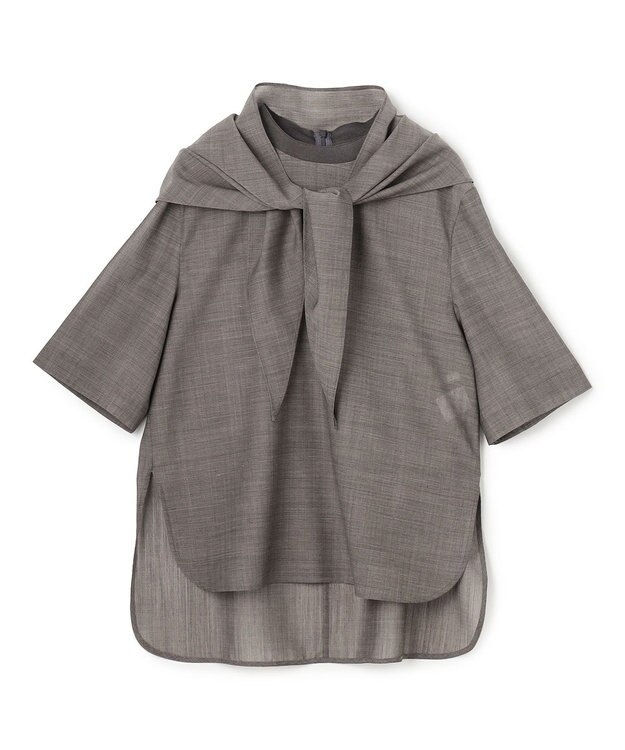 BEIGE， MOYE / スカーフ付き ハーフスリーブブラウス Charcoal