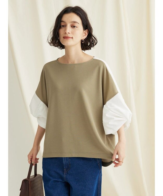 CRAFT STANDARD BOUTIQUE 袖ねじり切り替えプルオーバー Khaki