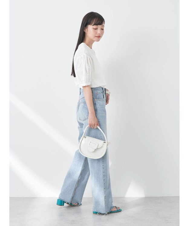 earth music&ecology 刺繍パフスリーブブラウス Off White