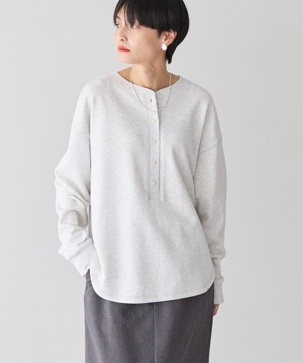 AMERICAN HOLIC ヘンリーネックラウンドミニ裏毛プルオーバー Oatmeal