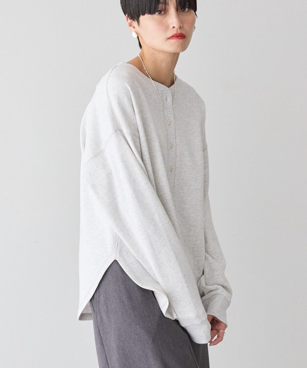 AMERICAN HOLIC ヘンリーネックラウンドミニ裏毛プルオーバー Oatmeal