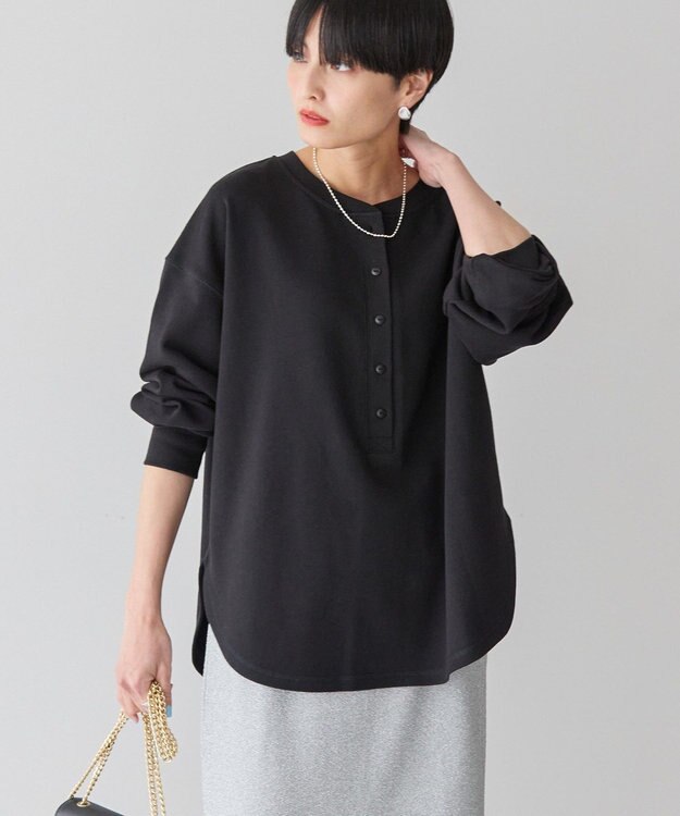 AMERICAN HOLIC ヘンリーネックラウンドミニ裏毛プルオーバー Black